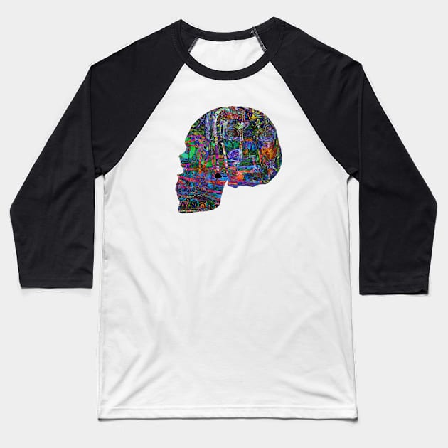 skull Baseball T-Shirt by Angel Rivas